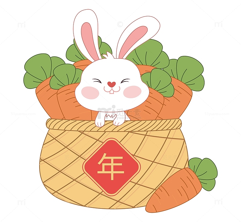 可爱漫画胡萝卜新年兔子