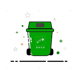 MBE风格垃圾分类厨余垃圾桶图标元素
