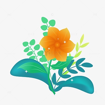 绿色小清新春天花草手绘插画元素