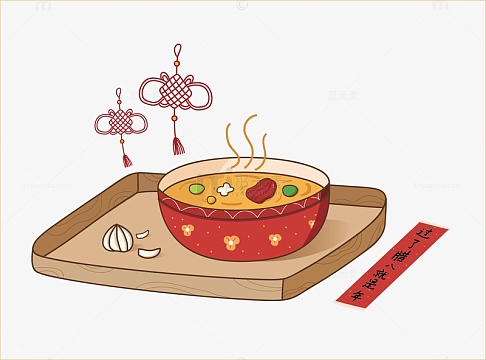 红色喜庆手绘腊八团圆八宝粥