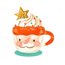 手绘可爱卡通圣诞老人杯子圣诞精品手绘元素