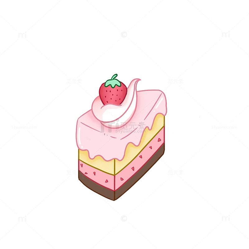 粉色小清新草莓奶油三层夹心小蛋糕手绘图