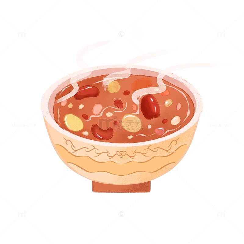 手绘一碗腊八粥传统美食元素