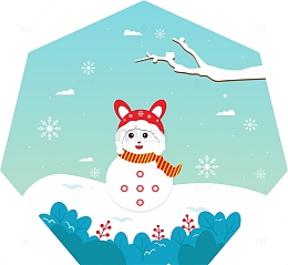 小清新冬天雪人雪景