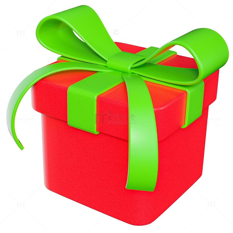 红色卡通圣诞节礼物礼盒圣诞精品3D元素