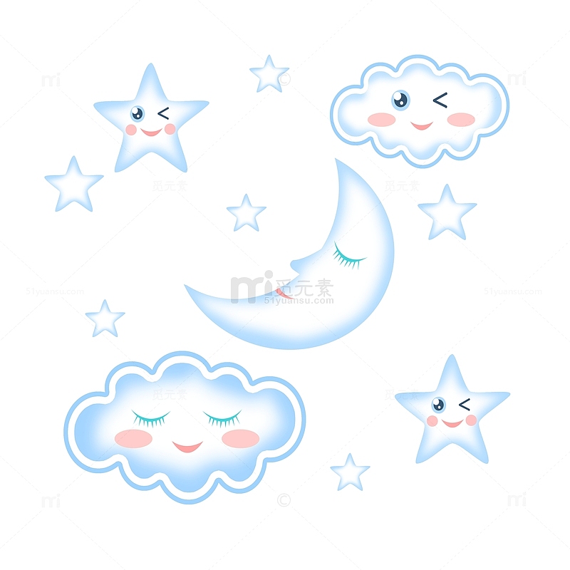 可爱卡通星星月亮云朵儿