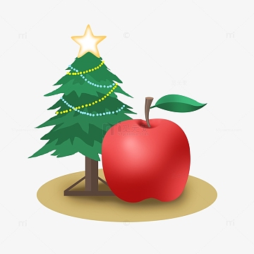 卡通圣诞节平安夜苹果