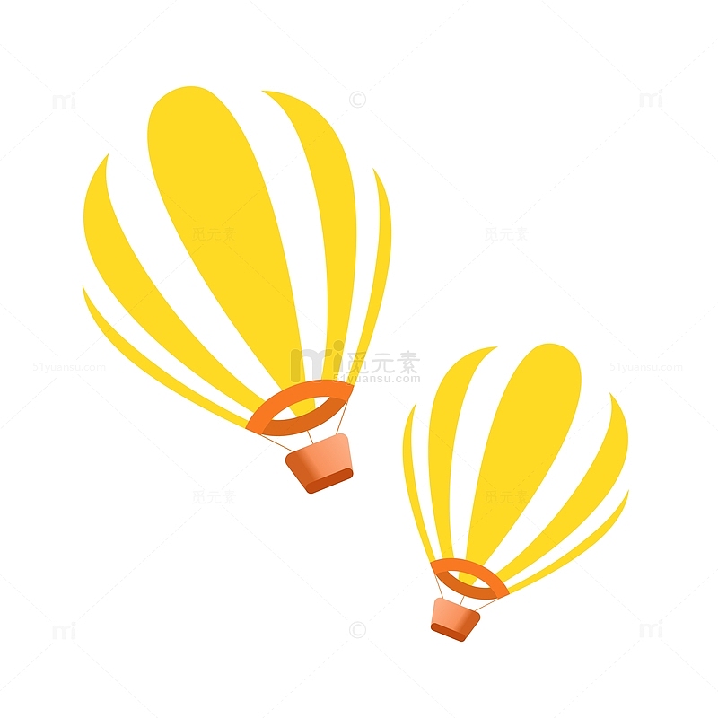 黄色热气球卡通手绘图