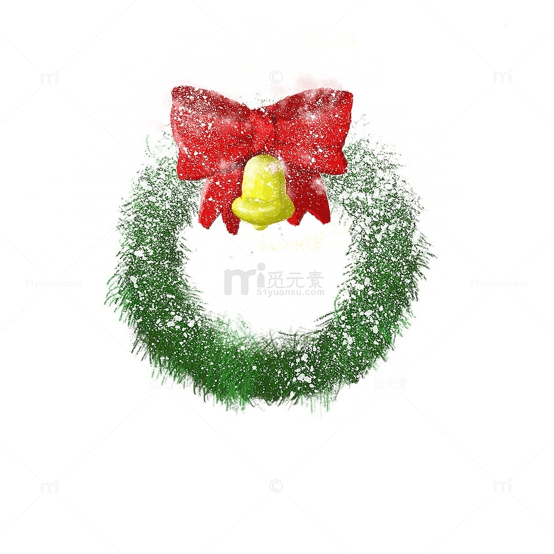 绿色红色黄色白色松树环圣诞装饰