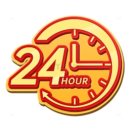 红色黄色时间图标倒计时24小时24h活动
