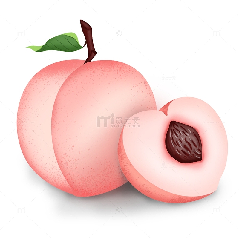 粉色手绘水果桃子图