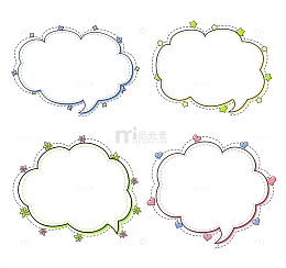 马卡龙云朵气泡边框对话框边框卡通电商元素