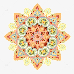 红橙蓝 敦煌 藻井 团纹 元素 传统纹样