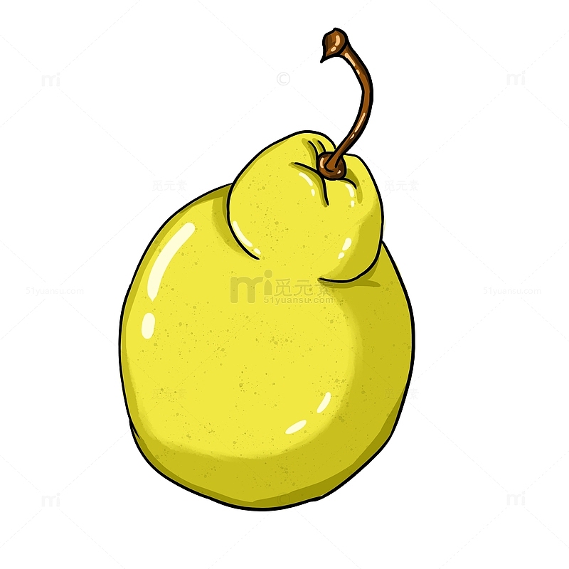 卡通水果黄绿色梨子手绘图