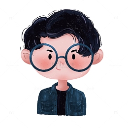 手绘卡通Q版人物眼镜男生头像元素