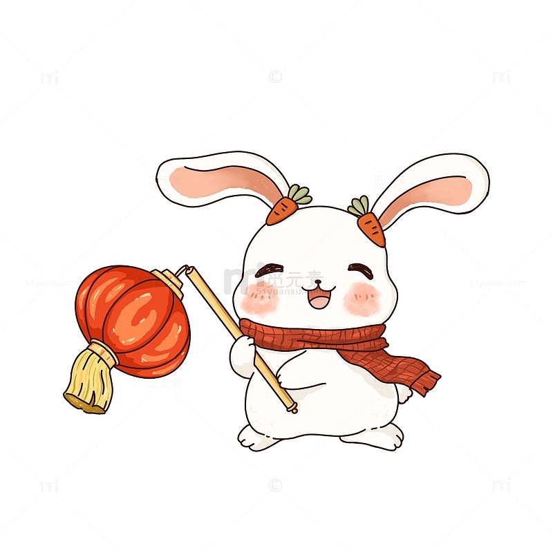 兔子庆祝新年元旦手绘