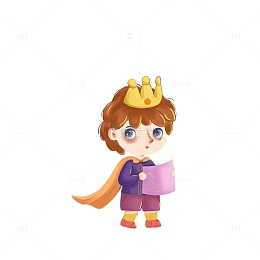 紫色儿童插画小王子小清新可爱插画