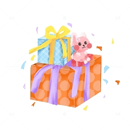 手绘卡通可爱春节元旦生日礼盒兔子礼物
