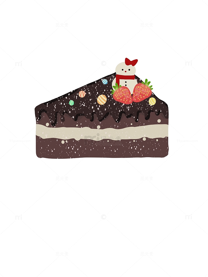 巧克力草莓蛋糕手绘元素