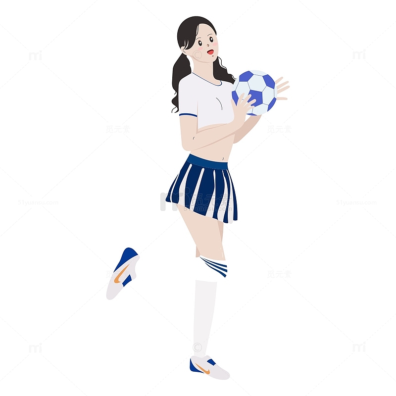 世界杯足球宝贝女生插画