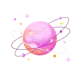手绘卡通可爱紫色发光梦幻星球