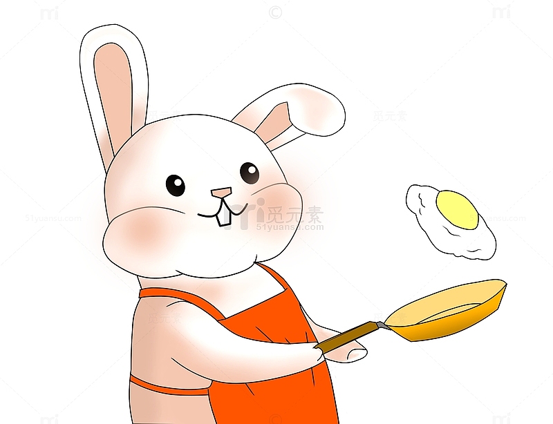 白色卡通兔子餐饮手绘图