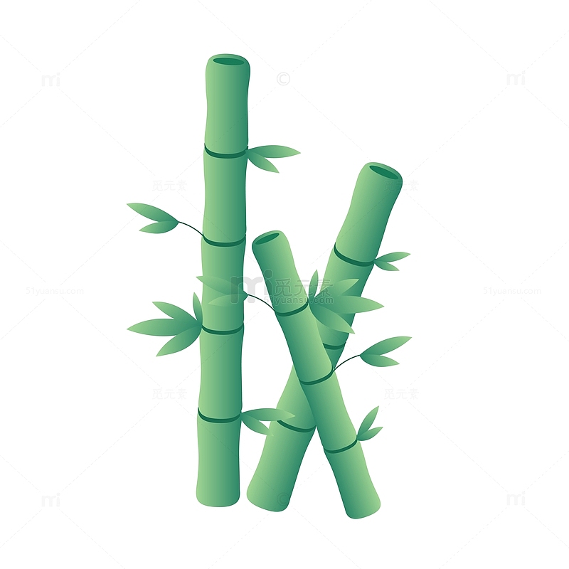 绿色竹子卡通手绘图