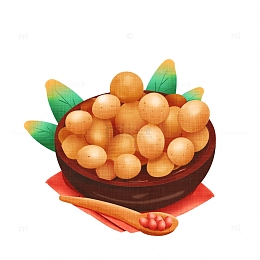 手绘新年坚果核桃年货装饰元素