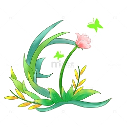 绿色春天植物花卉动物手绘装饰元素