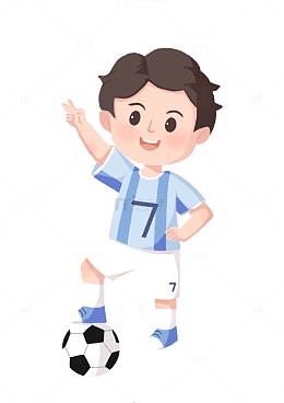 世界杯踢足球男孩可爱卡通元素