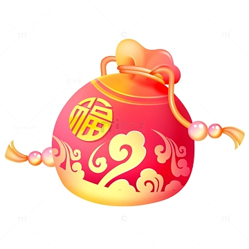 卡通可爱香囊福袋免费ai免费png春节元宝福袋免费psd免费png2018年