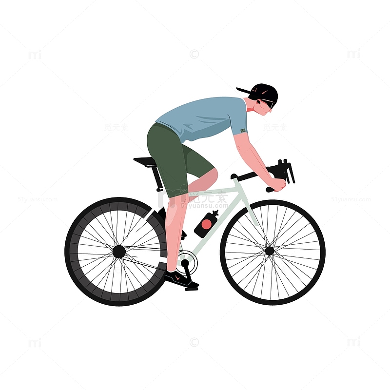 扁平矢量插画骑自行车的人