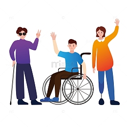 残疾人日公益活动扁平矢量人物元素