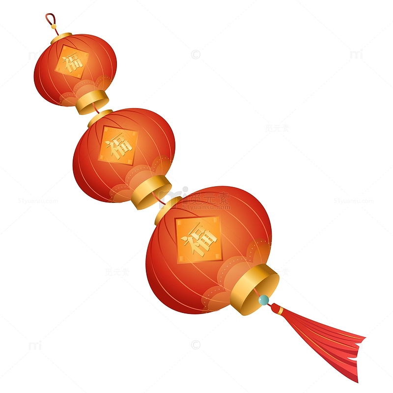 红色中国风传统大灯笼挂饰装饰元素