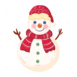手绘元素雪人 元旦精品素材元素插画