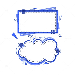 手绘卡通蓝色对话框文本框格子边框标题栏