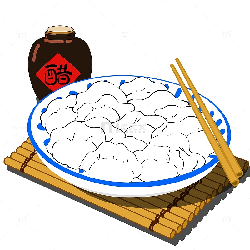 手绘饺子插画