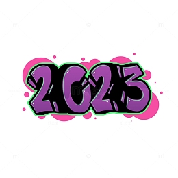 彩色2023手绘涂鸦文字