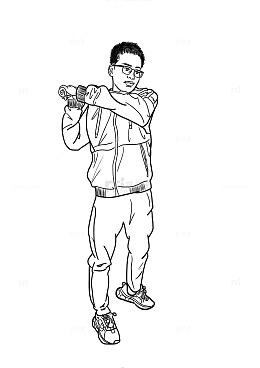 线条人物男生男人拿东西速写人物手绘图