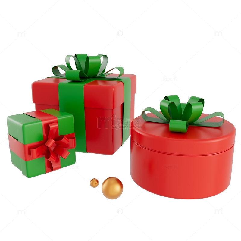红色礼物盒圣诞节节日元素