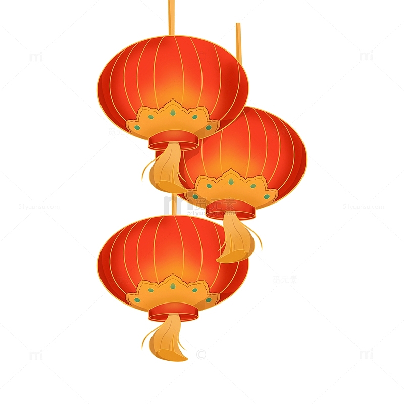 红色手绘国潮春节背景灯笼