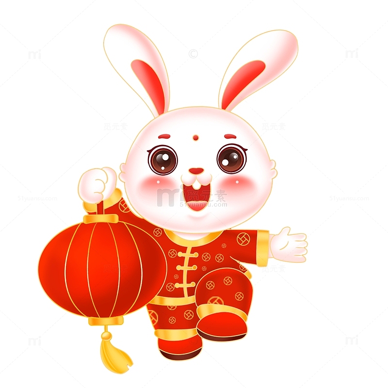 兔年形象卡通兔子拿灯笼新年生肖春节迎新春