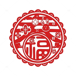 春节新年剪纸窗花手绘
