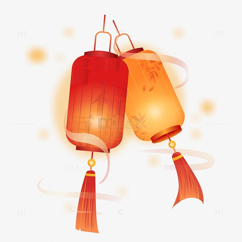 红色中国风国潮灯笼装饰元素矢量图