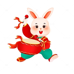 兔年欢庆元旦新年春节新春敲锣打鼓