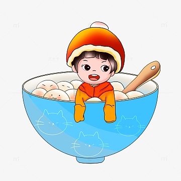 手绘新年除夕春节元宵海报小插画(2000x2000)psdpng传统日式面馆面食