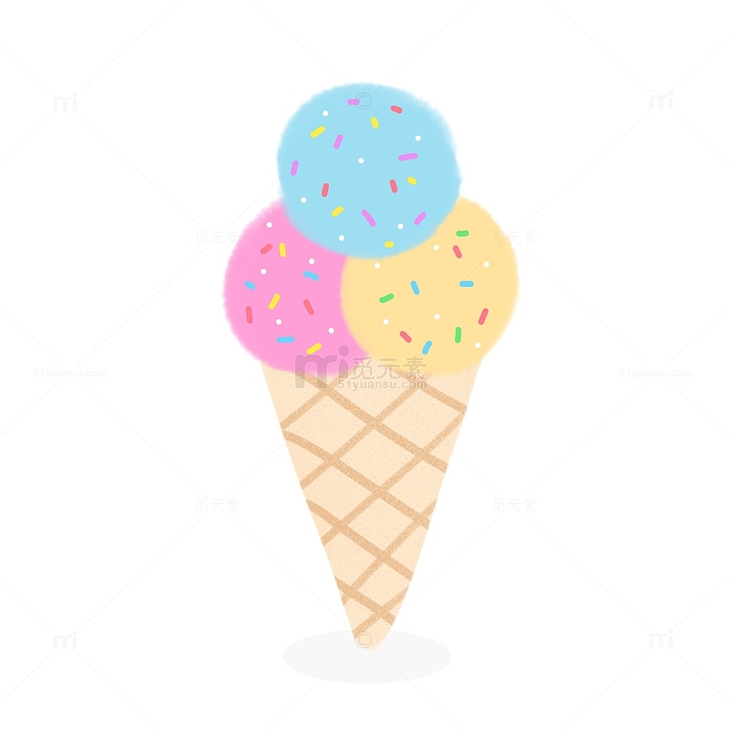 小清新卡通手绘三球冰淇淋