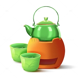 中国风国潮茶炉茶具茶杯中式摆件