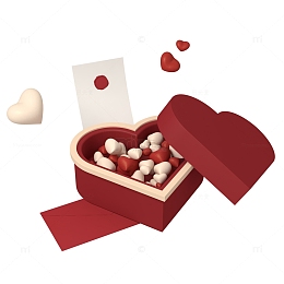 C4D感恩爱心感恩节情人节信封软文配图