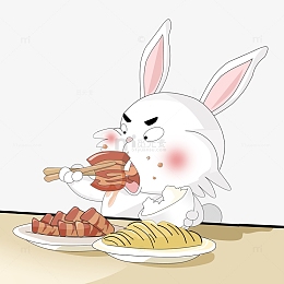 大口吃肉的干饭兔子